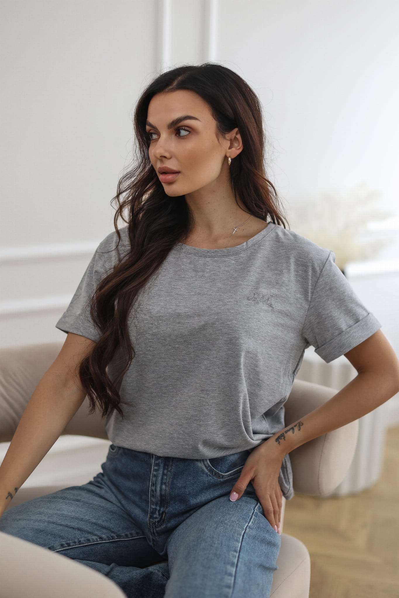 SIMPLE - klasyczny, bawełniany t-shirt - szary