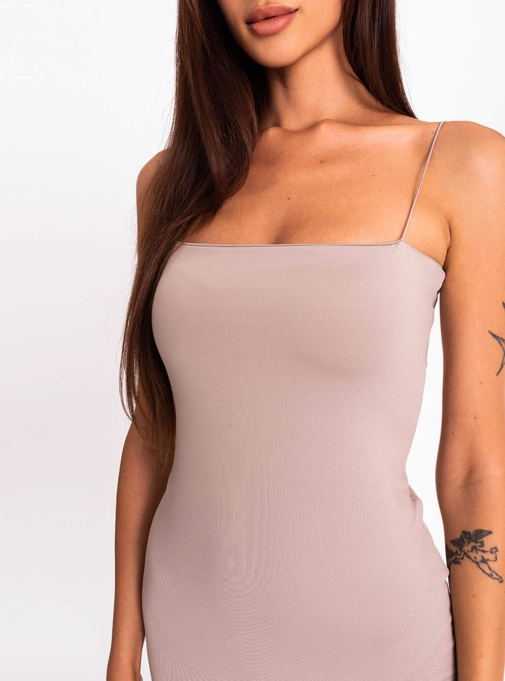 Andra- dopasowana sukienka z lycry na cienkich ramiączkach - szara 5