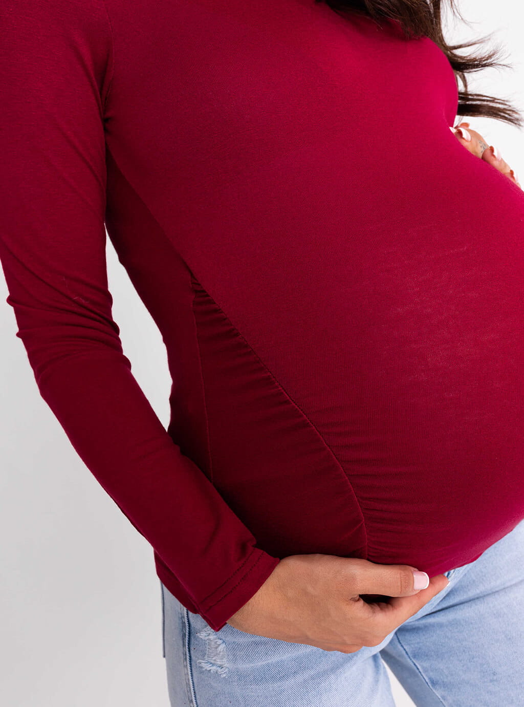 Amvi - dopasowana bluzka z długim rękawem - bordo 5