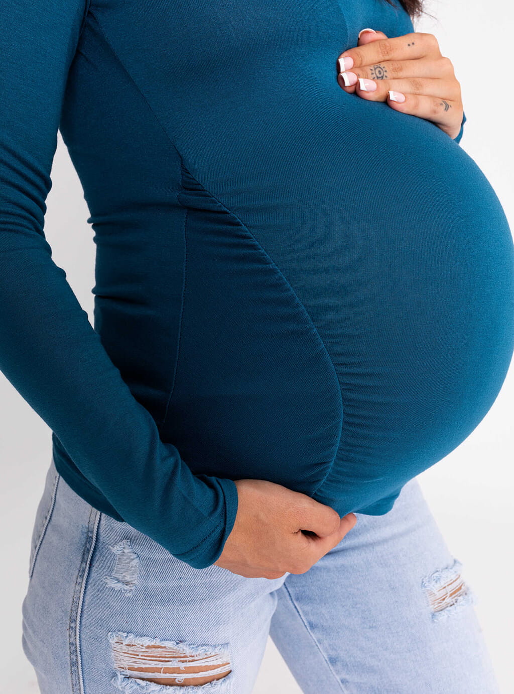 Amvi - dopasowana bluzka z długim rękawem  - petrol 4