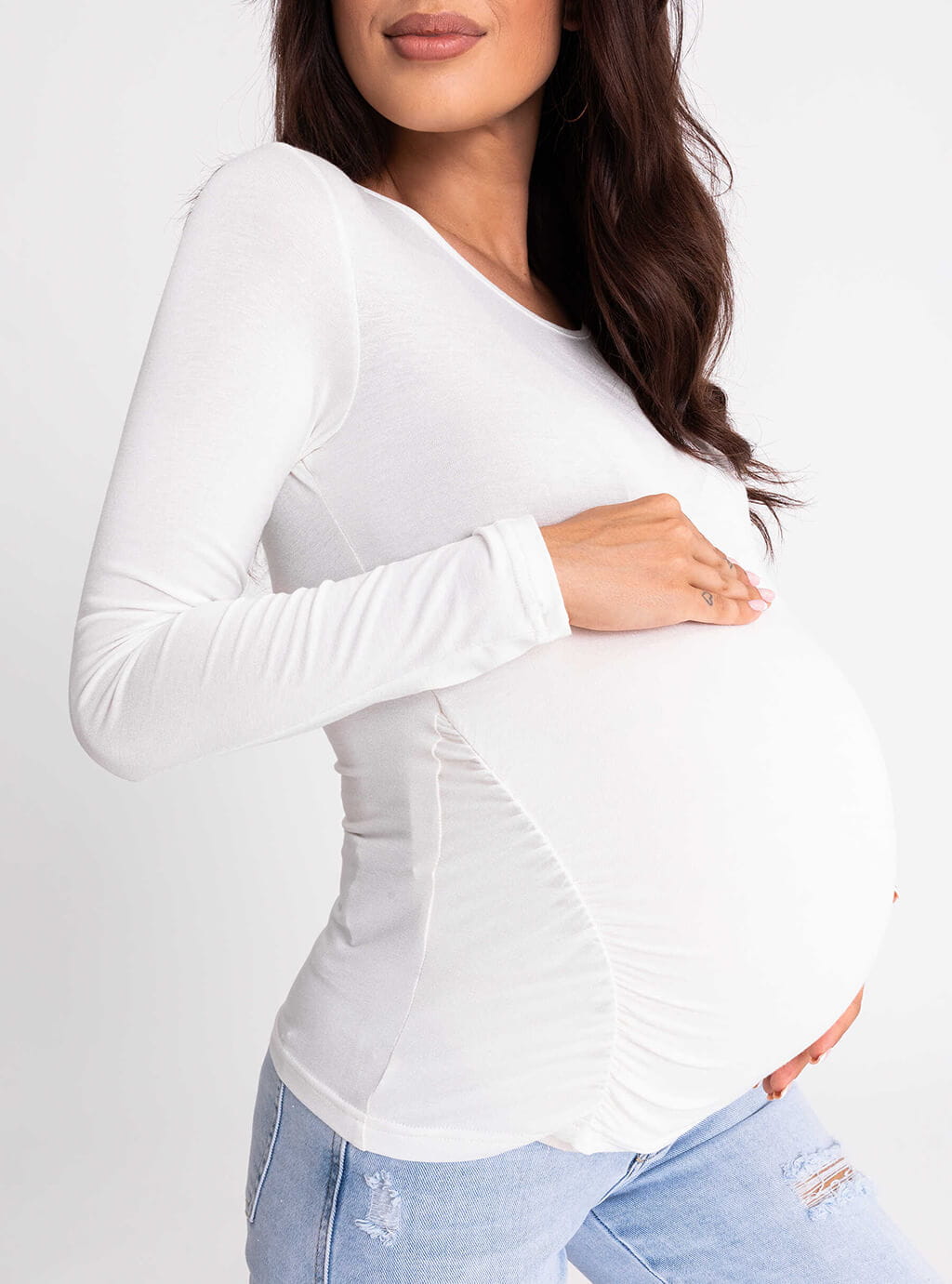 Amvi - dopasowana bluzka z długim rękawem - biała 4