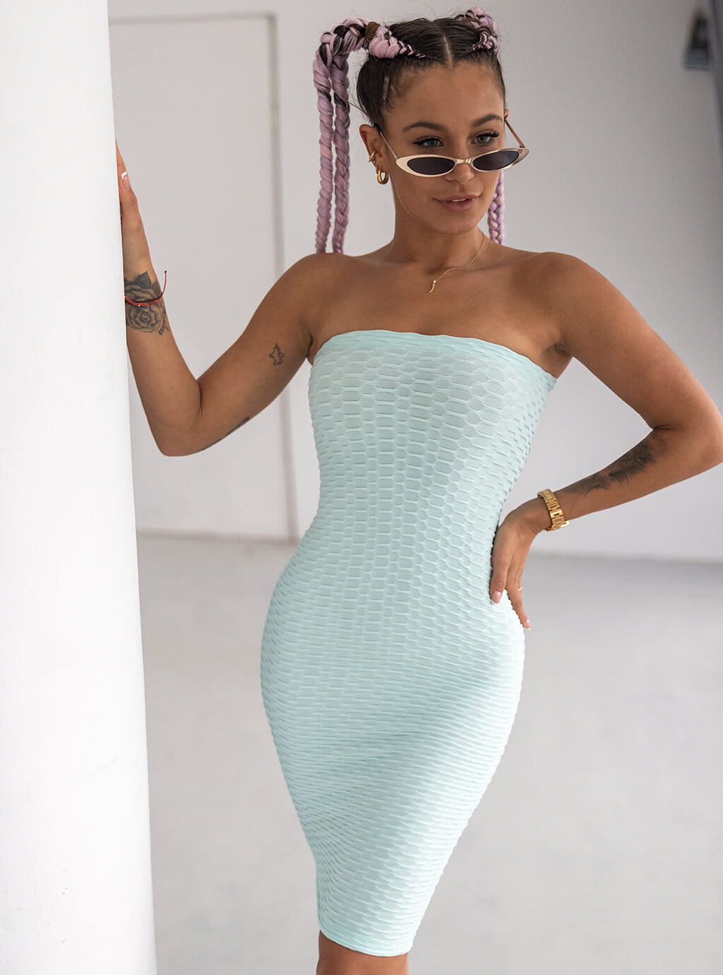 Irina - sukienka bez ramiączek typu bodycon - sky blue 4
