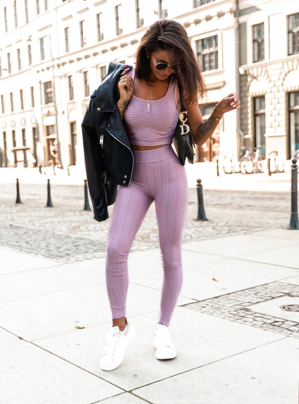 Rasha- dopasowane legginsy z przeszyciami podkreślającymi sylwetkę- lila  15