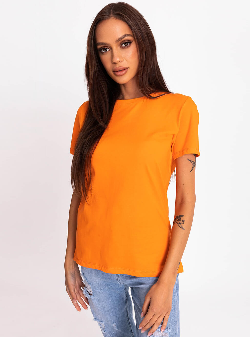 Nadia - klasyczny, bawełniany t-shirt - pomarańczowy 10