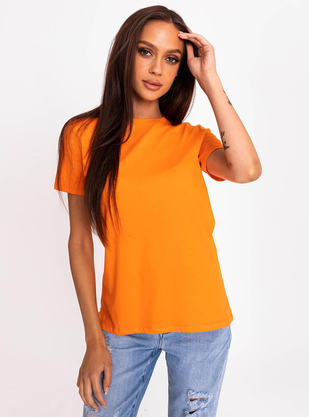 Nadia - klasyczny, bawełniany t-shirt - pomarańczowy