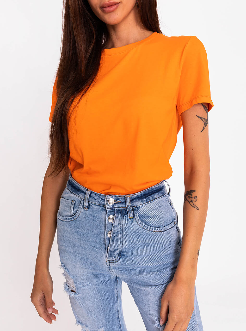 Nadia - klasyczny, bawełniany t-shirt - pomarańczowy 11