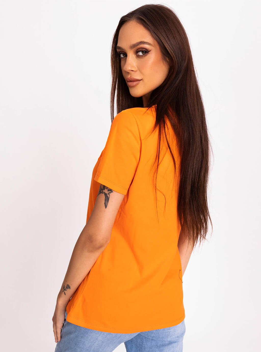 Nadia - klasyczny, bawełniany t-shirt - pomarańczowy 13