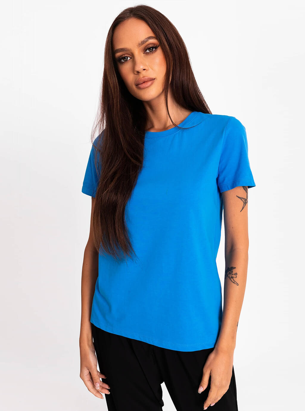 Nadia - klasyczny, bawełniany t-shirt - niebieski 