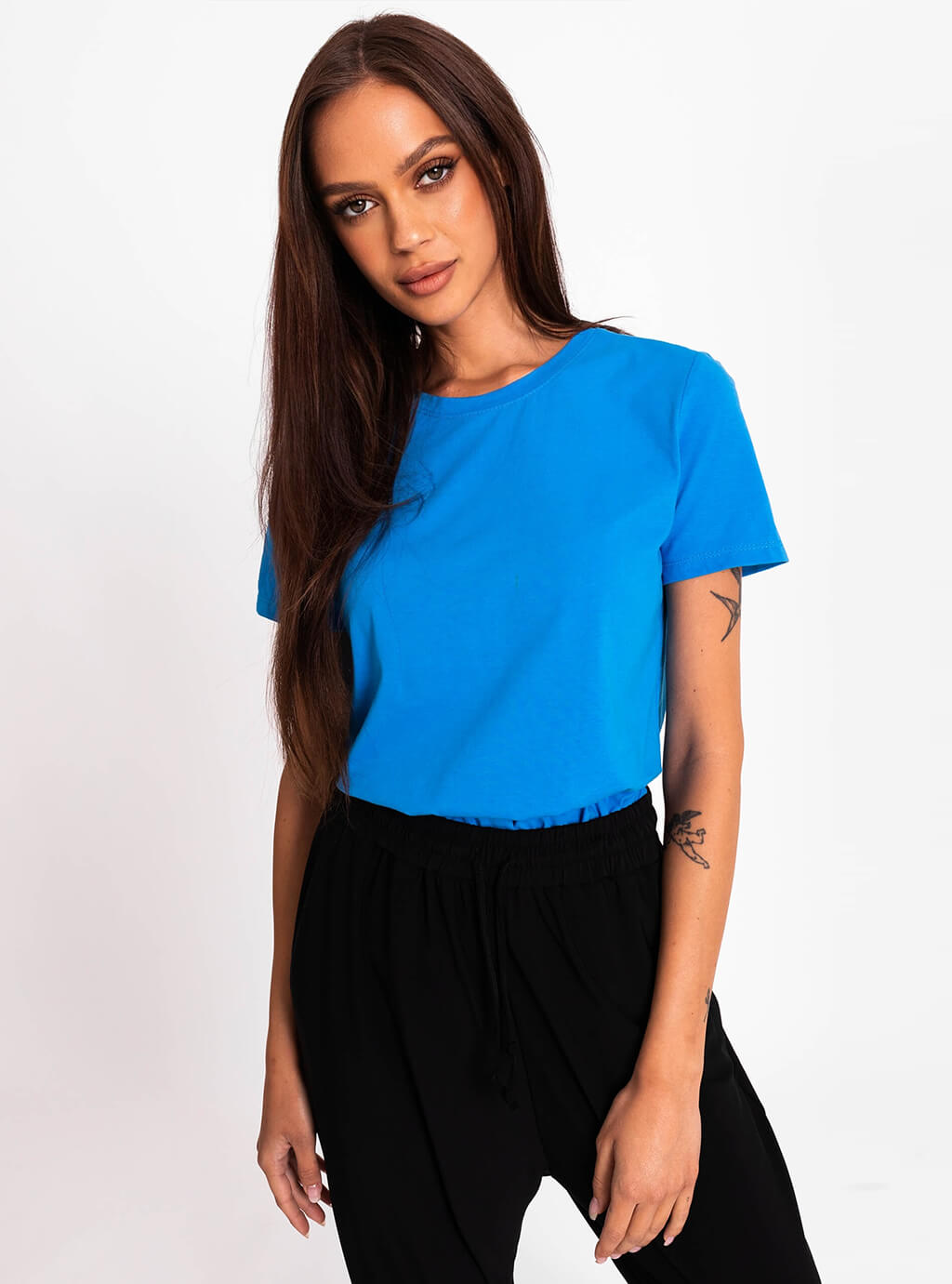 Nadia - klasyczny, bawełniany t-shirt - niebieski  9