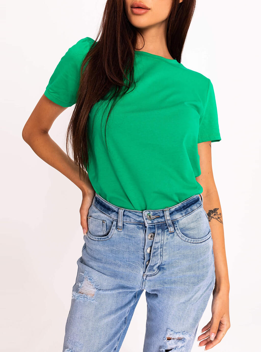 Nadia - klasyczny, bawełniany t-shirt - zielony 9