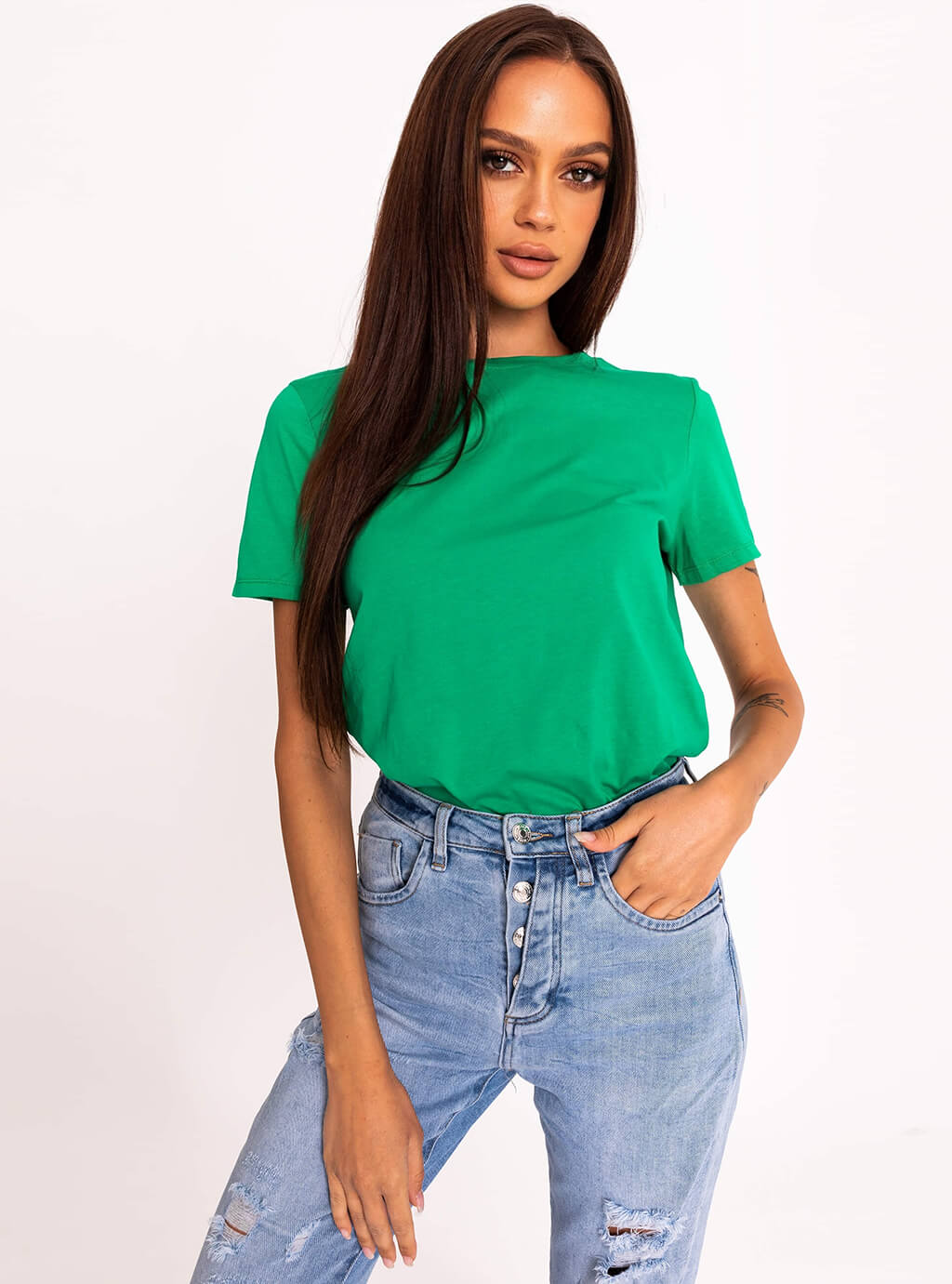 Nadia - klasyczny, bawełniany t-shirt - zielony 2