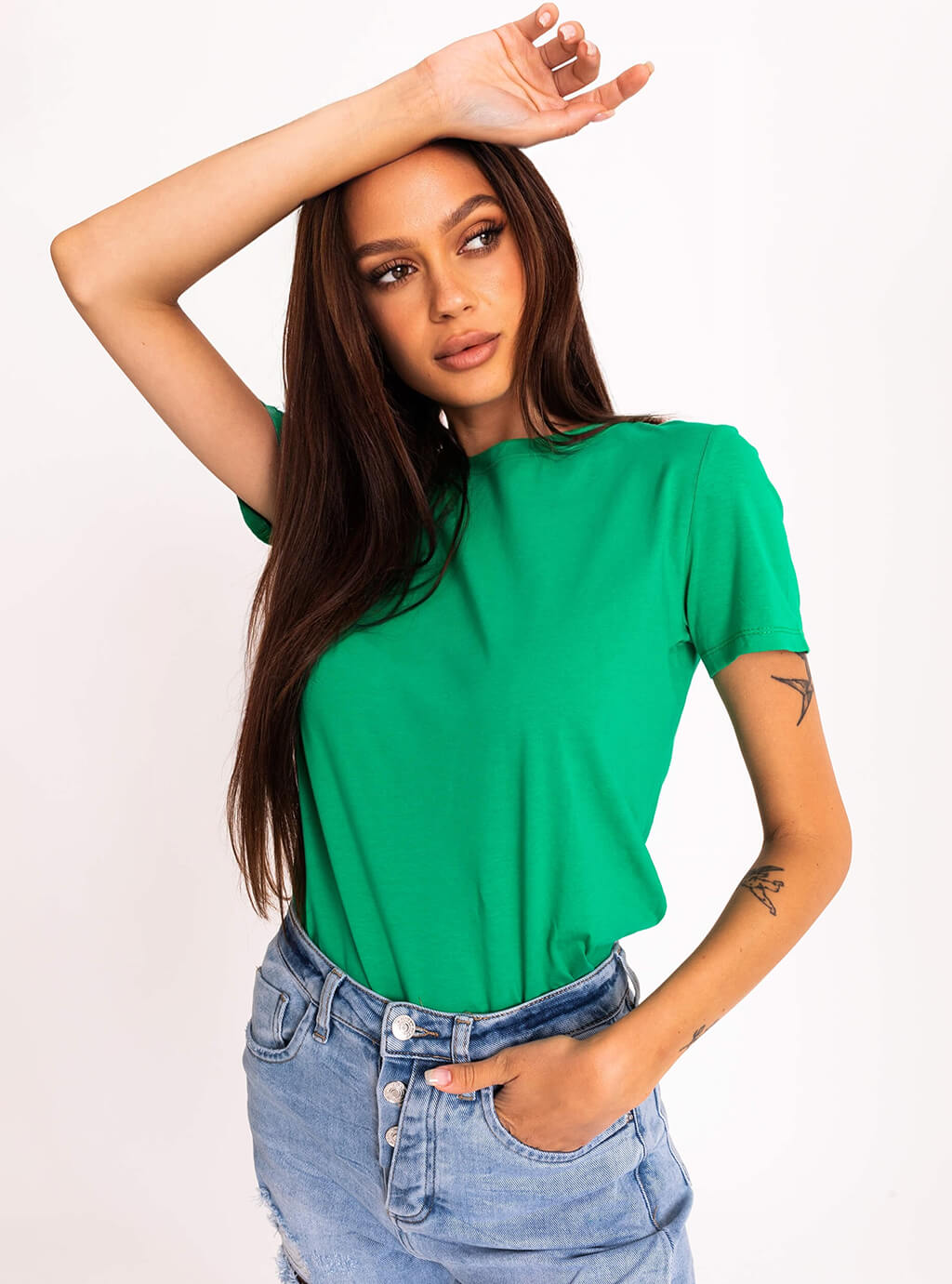 Nadia - klasyczny, bawełniany t-shirt - zielony 10