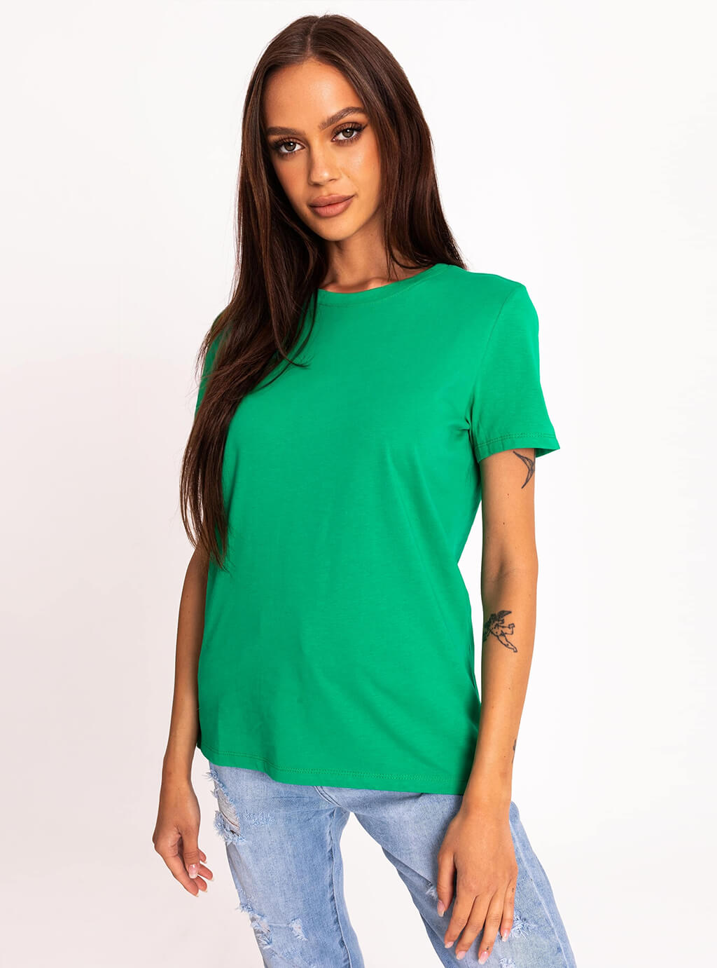 Nadia - klasyczny, bawełniany t-shirt - zielony