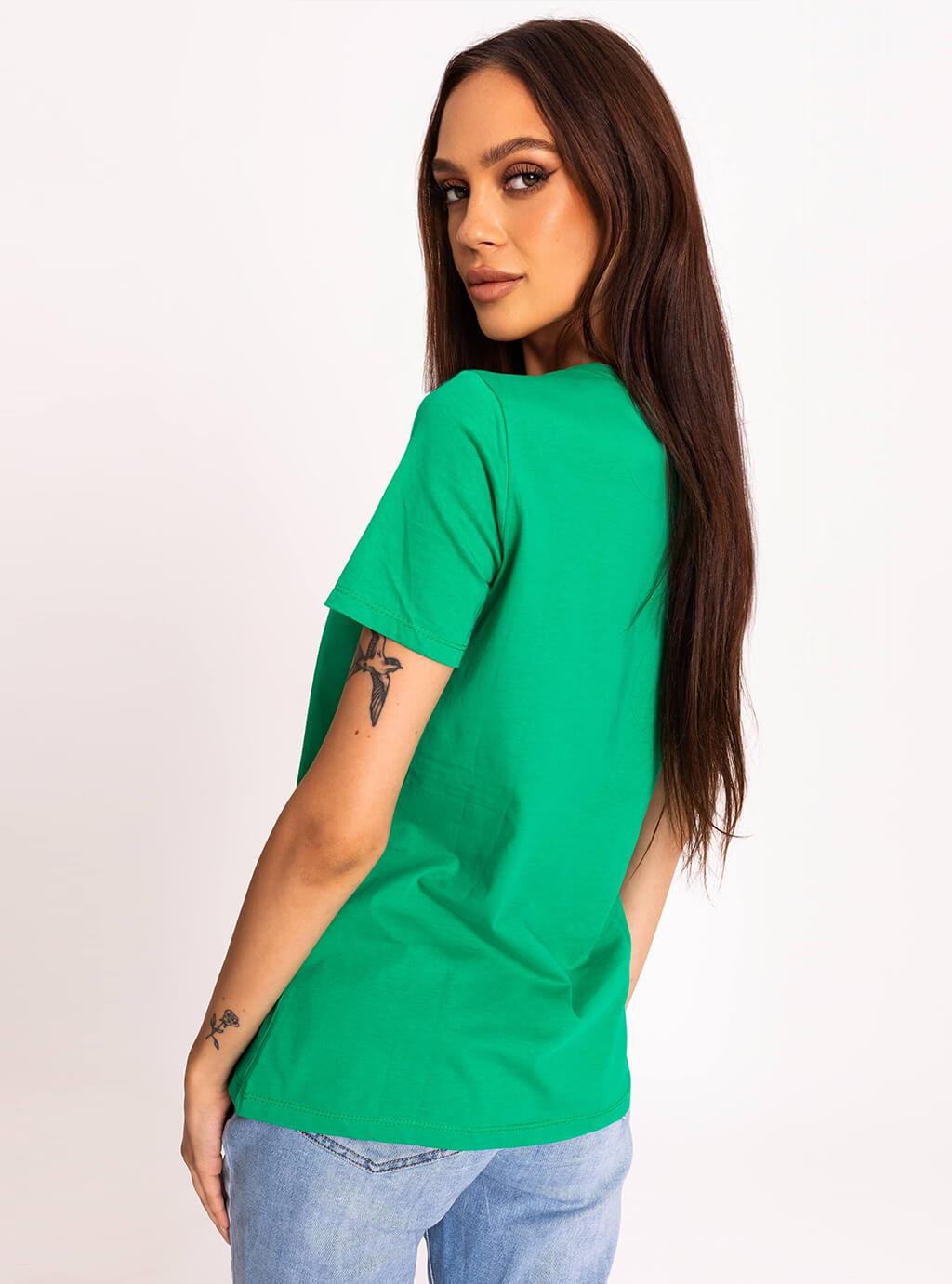 Nadia - klasyczny, bawełniany t-shirt - zielony 11