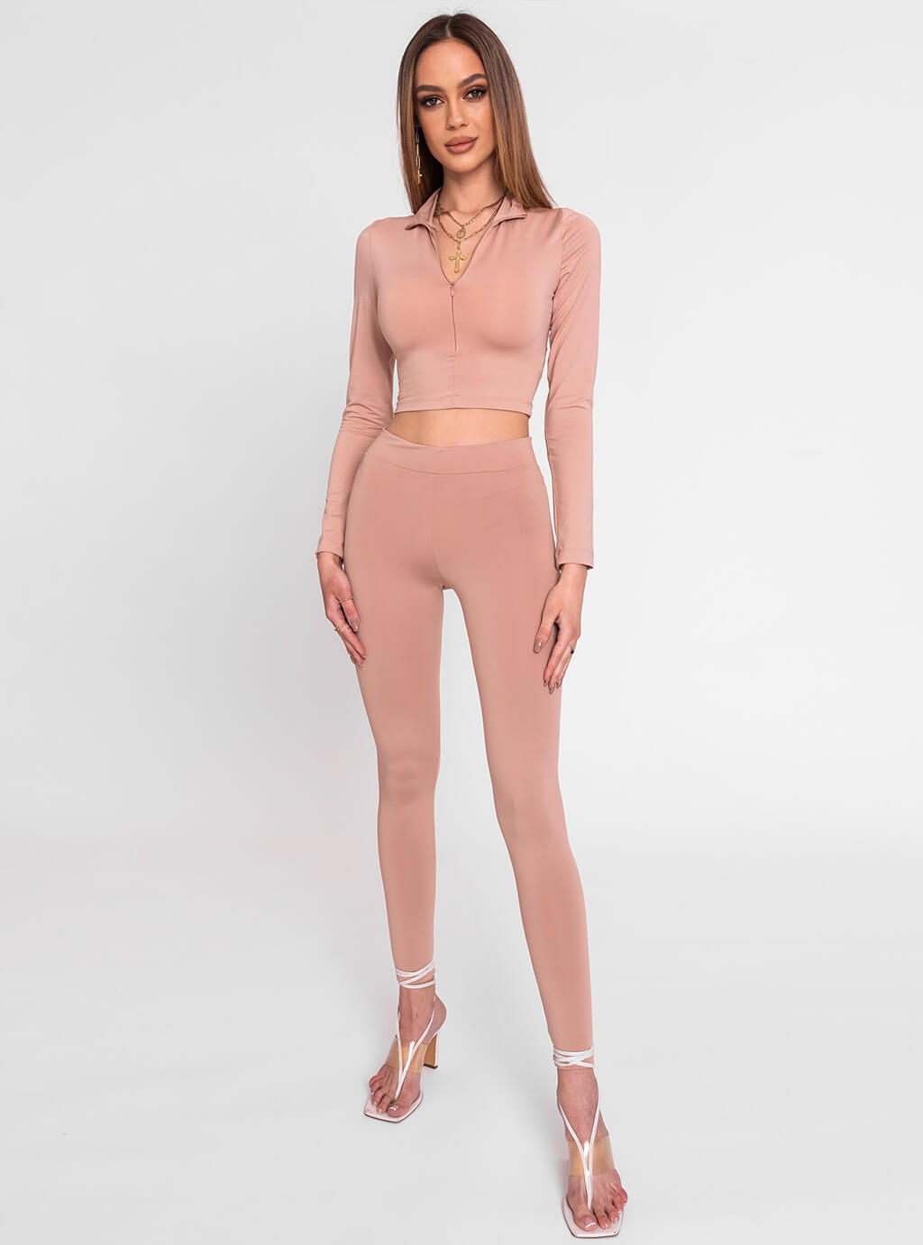 Kella- elastyczne legginsy z lycry- beż 9