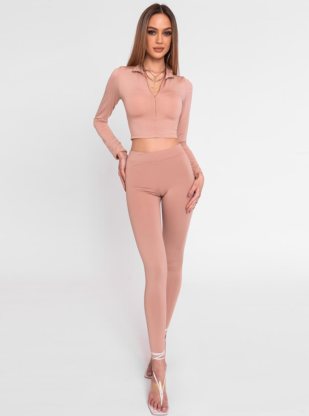 Kella- elastyczne legginsy z lycry- beż 10