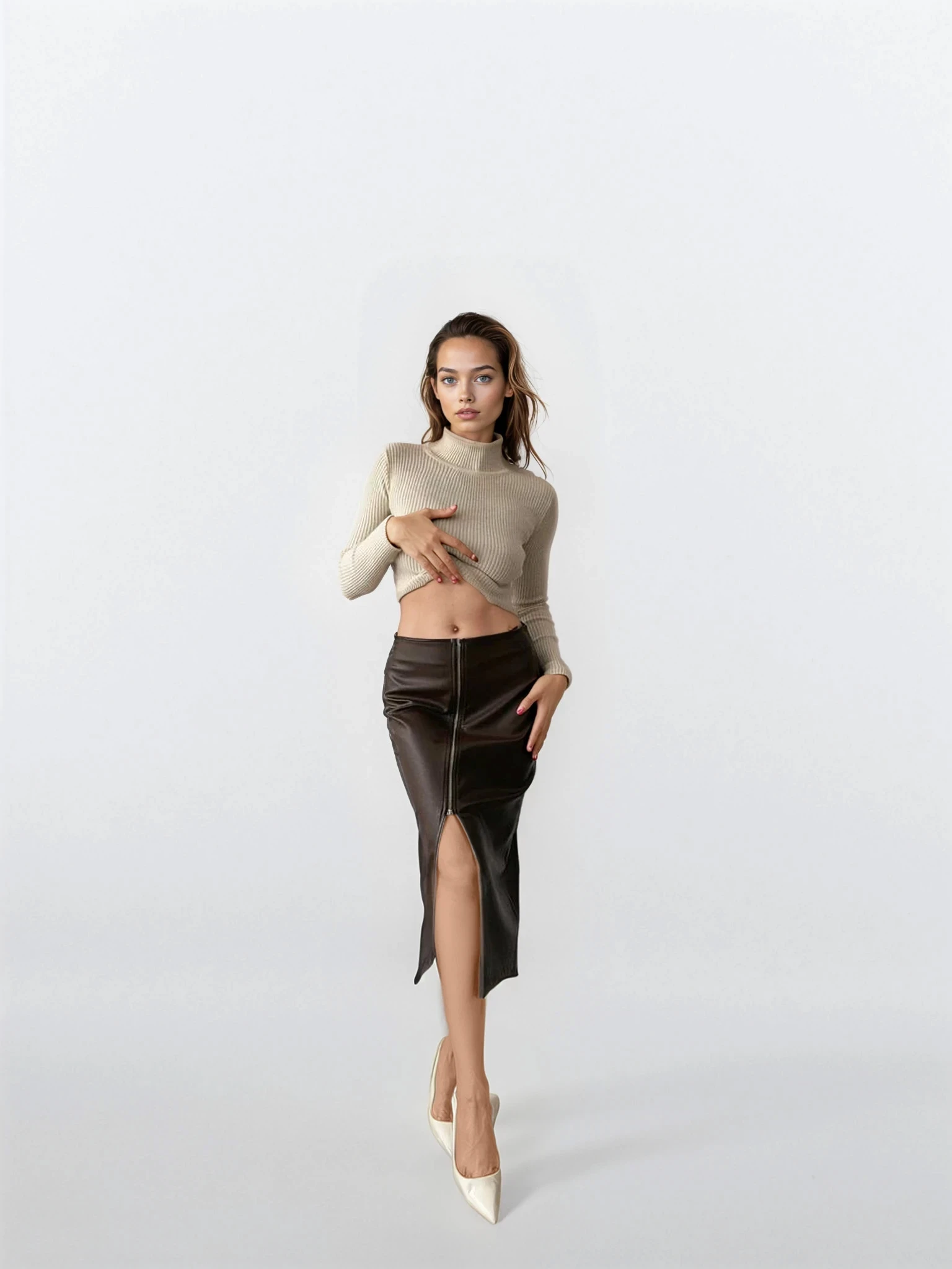 Spódnica ekoskóra KATE brązowa