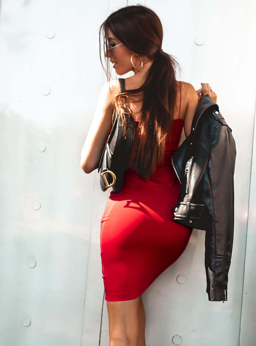 Andra- dopasowana sukienka z lycry na cienkich ramiączkach- czerwona 14