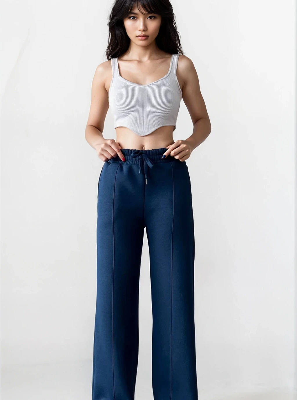 VIVI - SPODNIE DRESOWE Z SZEROKĄ NOGAWKĄ I KIESZENIAMI - GRANAT 2