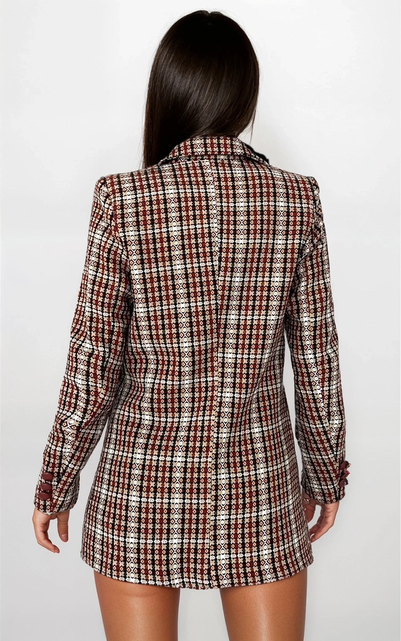 KEJT - marynarka w kratę - brązowa 6