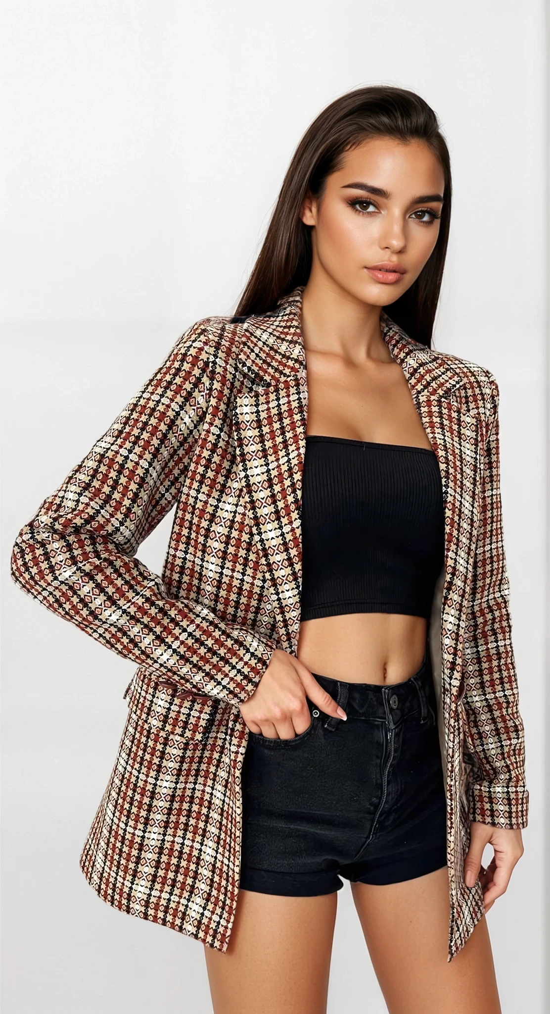 KEJT - marynarka w kratę - brązowa 4