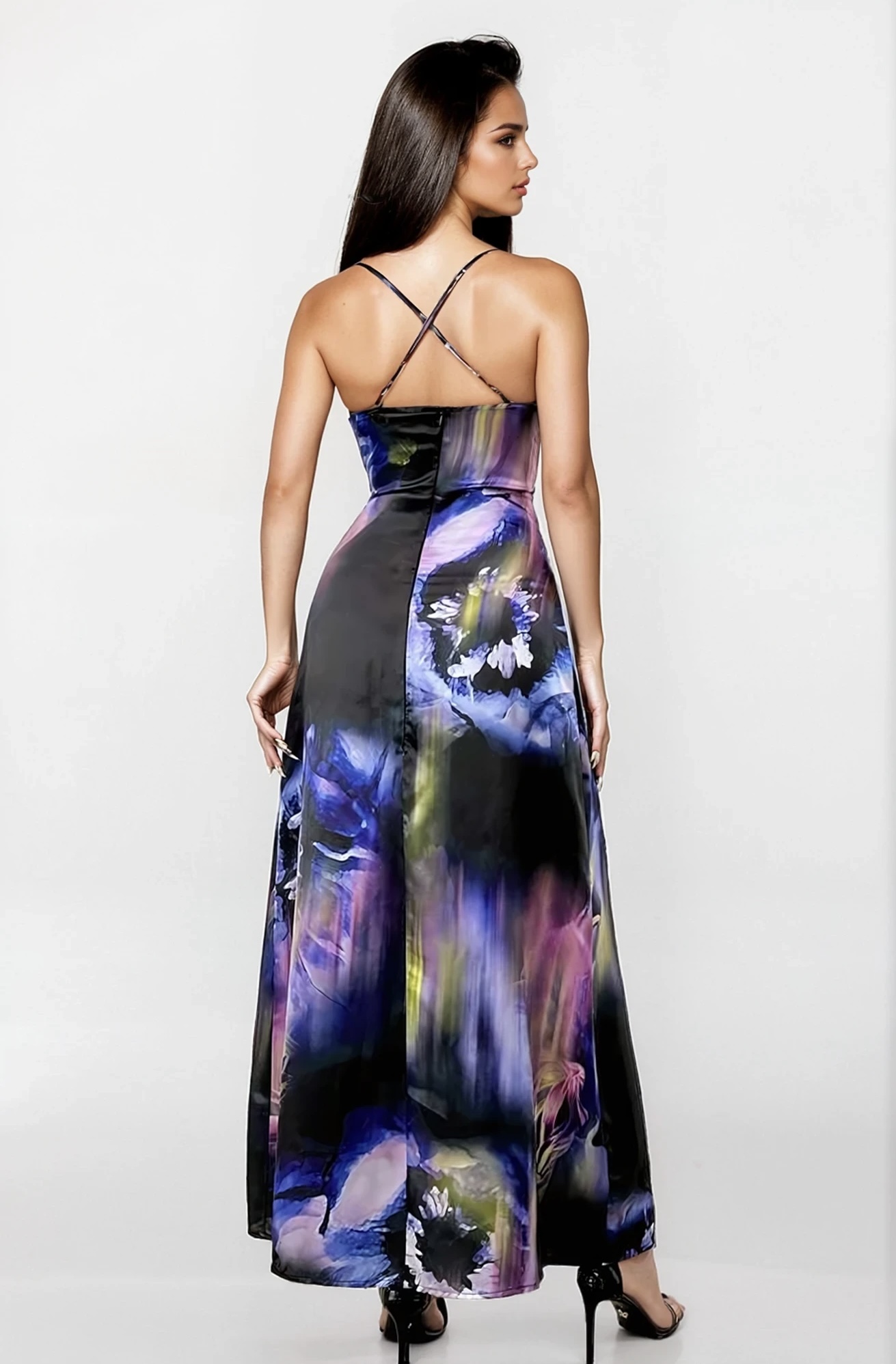 ORA - sukienka w tęczę na ramiączkach długa do ziemi  4