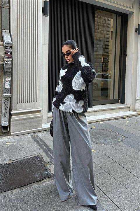 SOBI - OVERSIZE SWETER - CZARNO SZARY  2