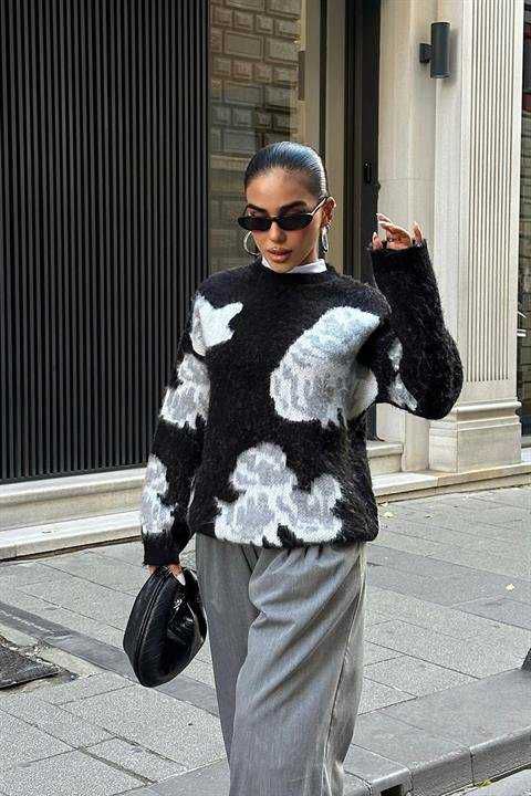 SOBI - OVERSIZE SWETER - CZARNO SZARY  4