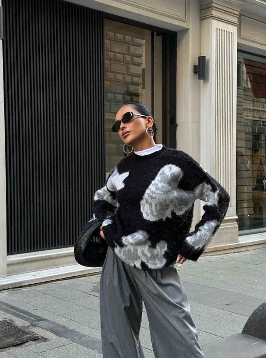 SOBI - OVERSIZE SWETER - CZARNO SZARY 