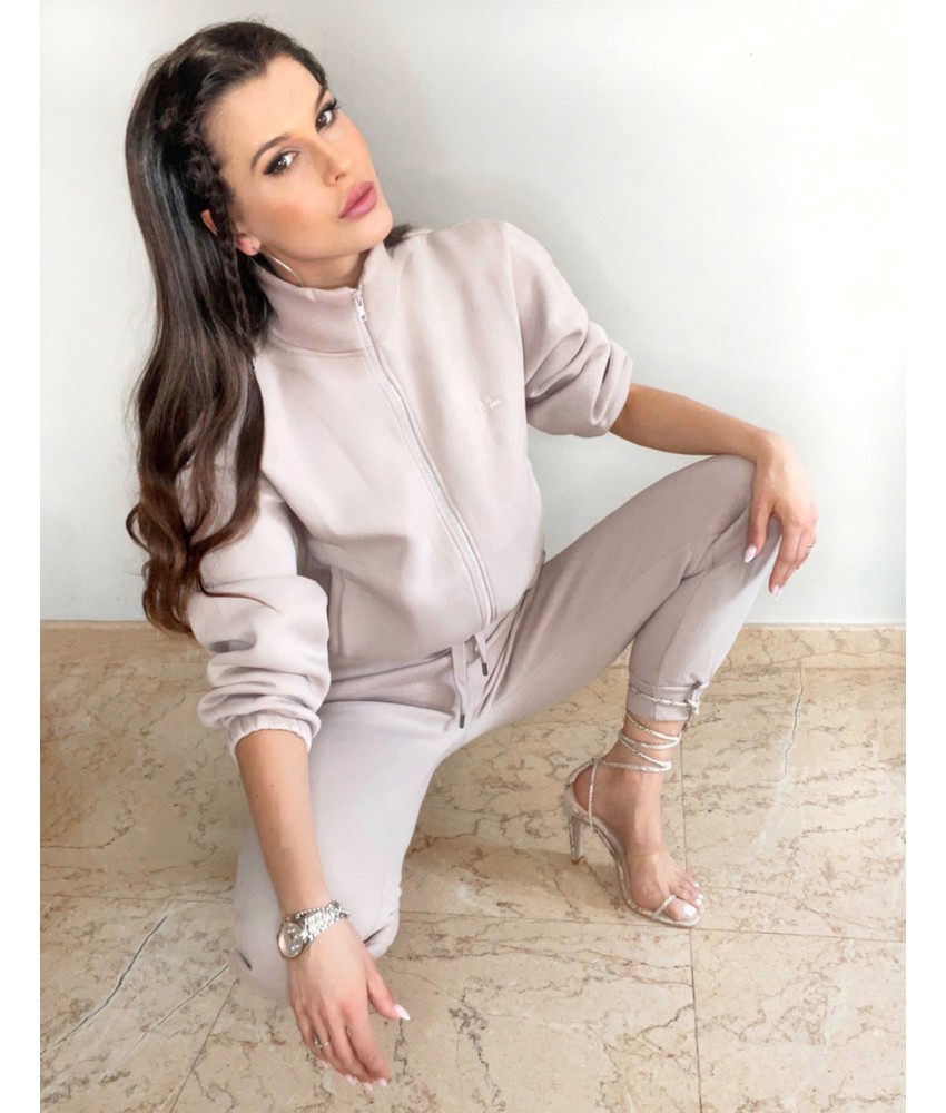 Bluza krótka ZIP z suwakiem i ze stójką kolor beżowy 8