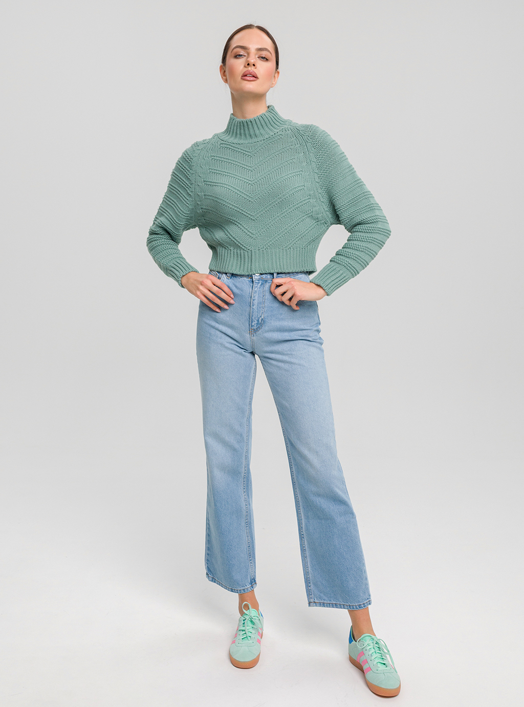 AZU - sweter ze stójką - morski 5