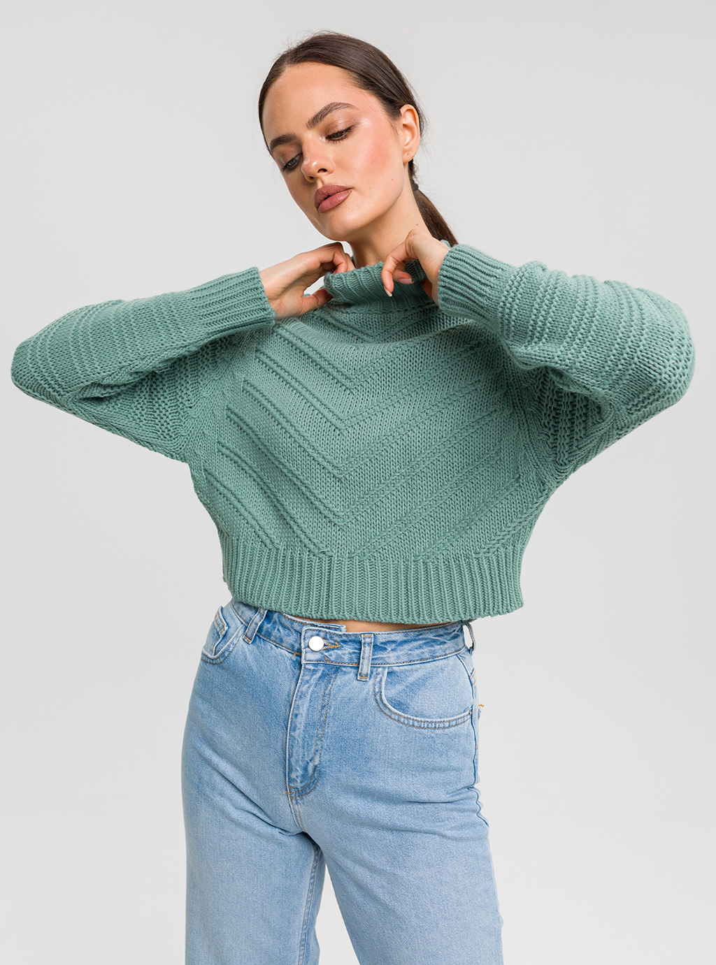 AZU - sweter ze stójką - morski 3