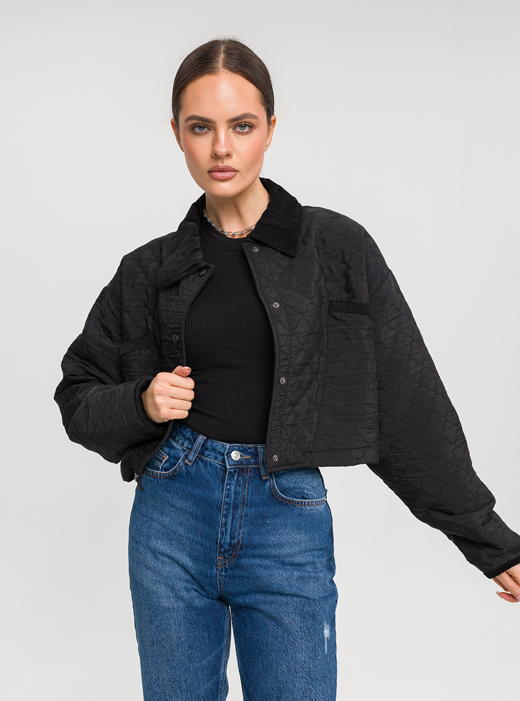 Kurtka Nika – pikowana krótka kurtka w stylu casual