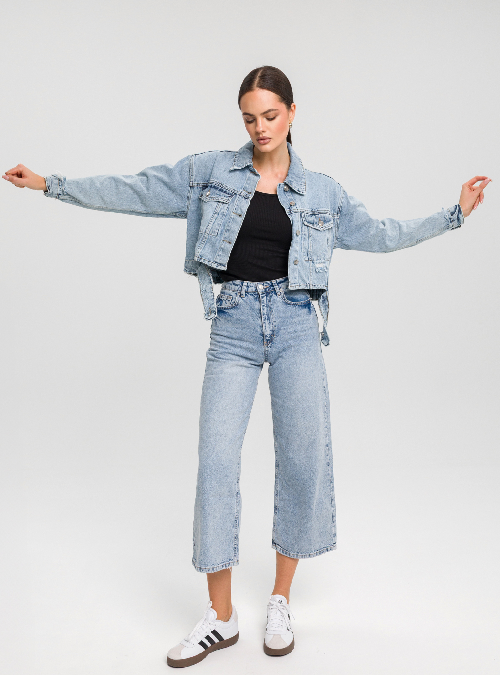 Jeansy damskie 1119 culotte z wysokim stanem 2