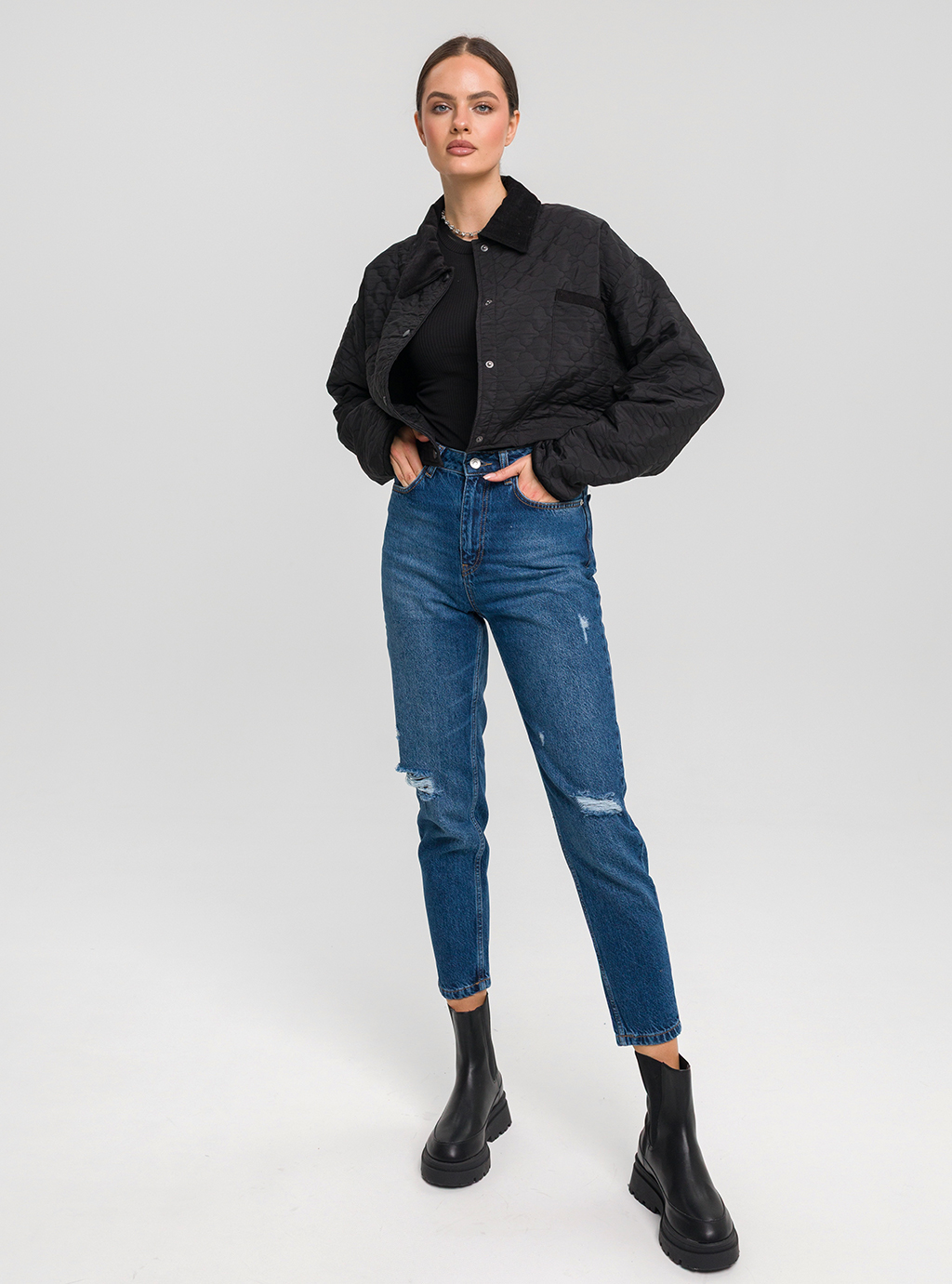 Jeansy damskie 2559 z wysokim stanem 3