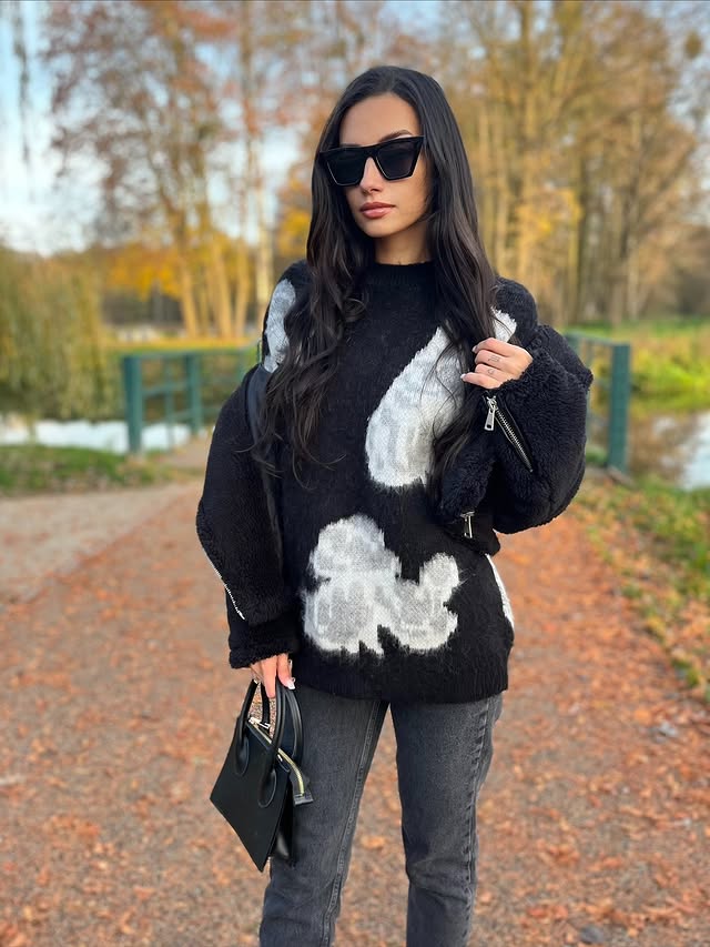 SOBI - OVERSIZE SWETER - CZARNO SZARY  6