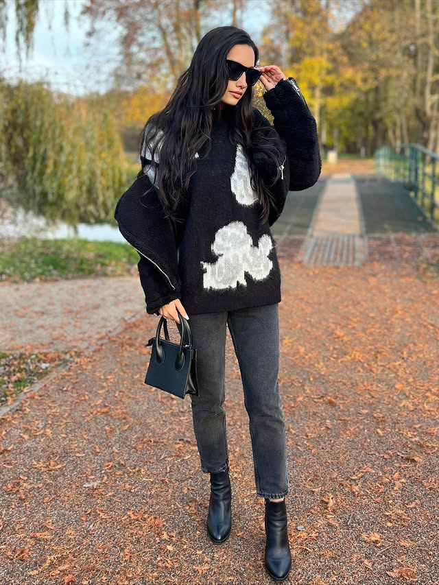 SOBI - OVERSIZE SWETER - CZARNO SZARY  8