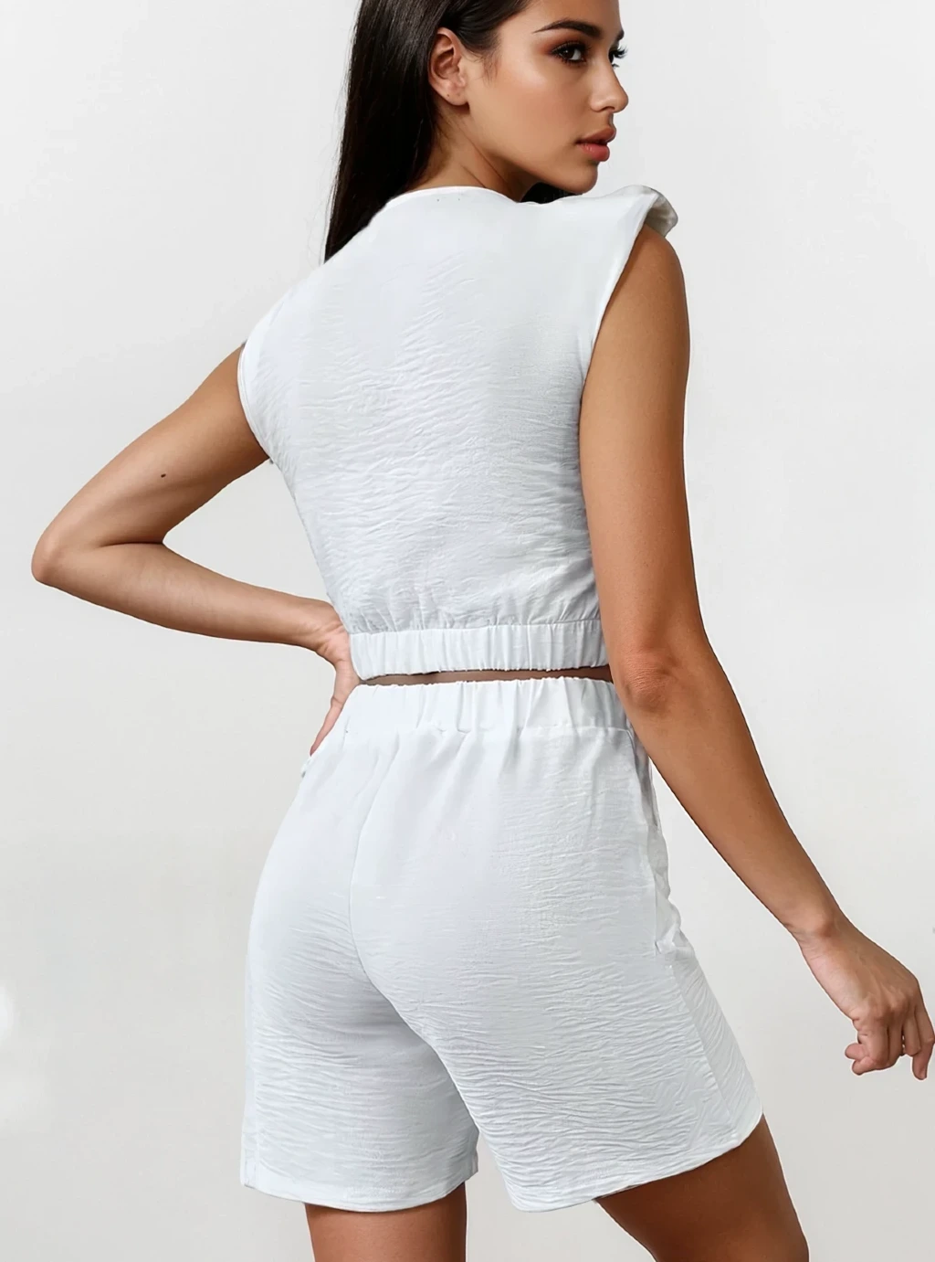 KEY – Komplet kamizelka z krótkimi spodenkami - Biały 4