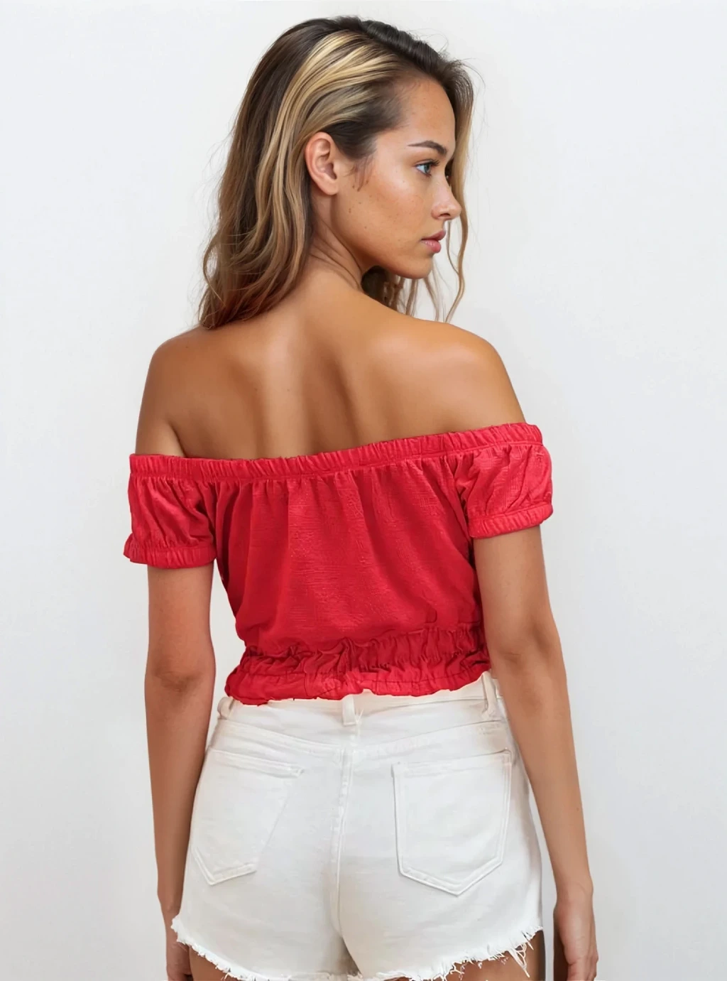 COMO - bluzka z odkrytymi ramionami typu hiszpanka- czerwona 4