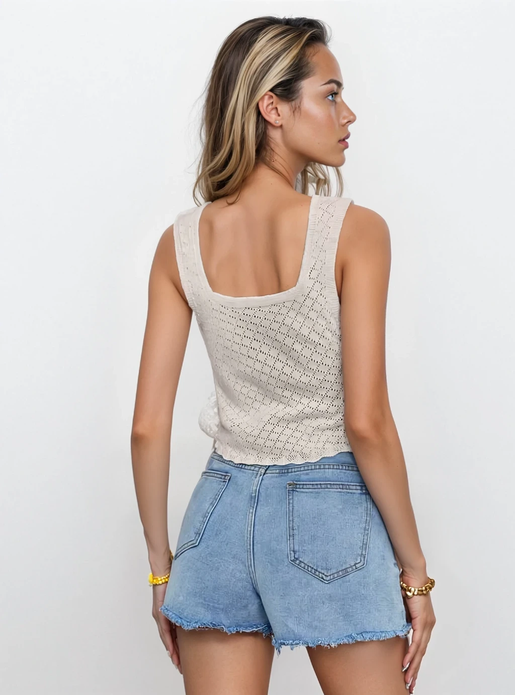 ACELITT- top dzianinowy na ramiączkach - beż 3