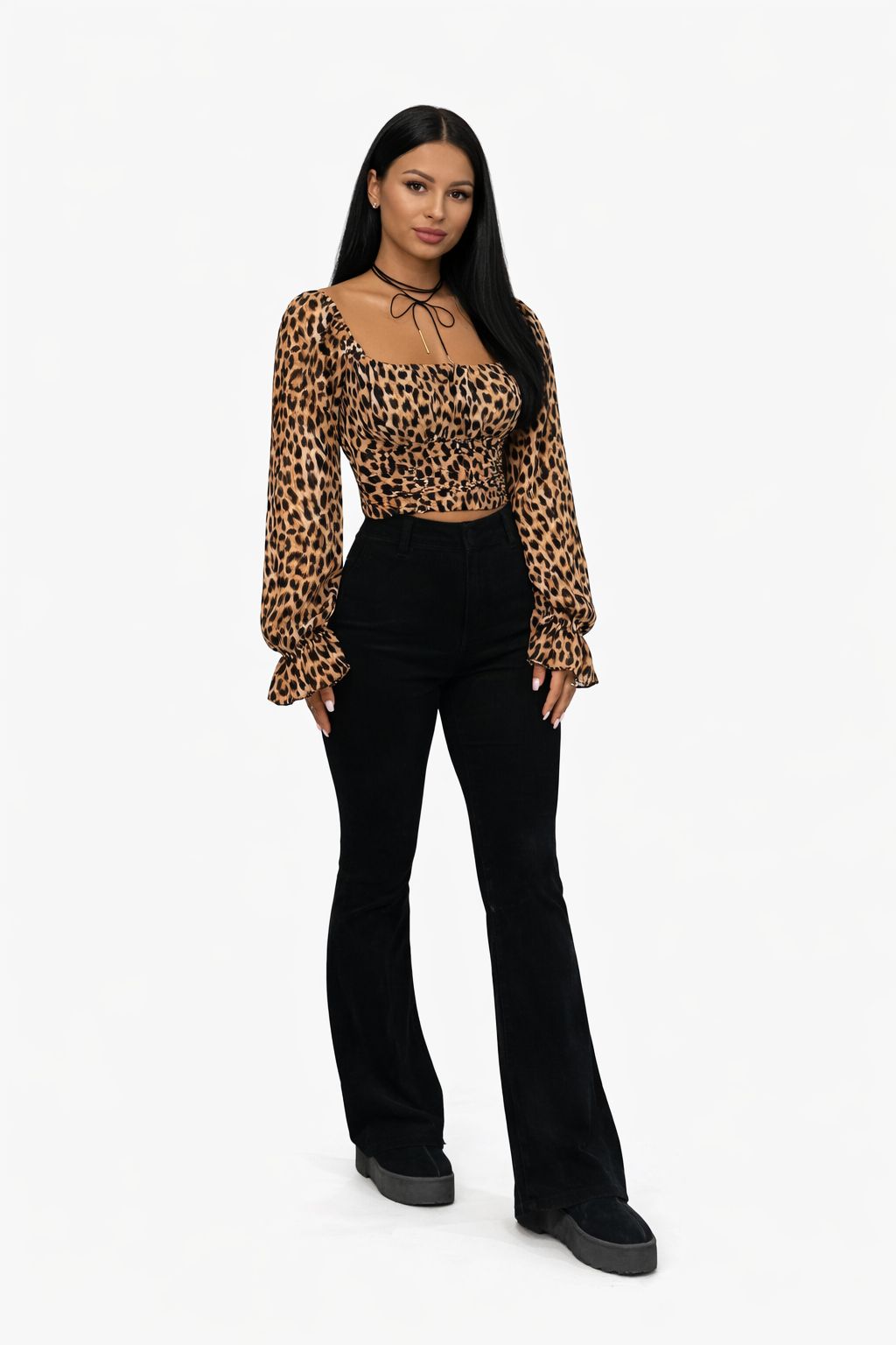 ELLSSE - bluzka z długim rękawem we wzór panterki - uniwersalna 2