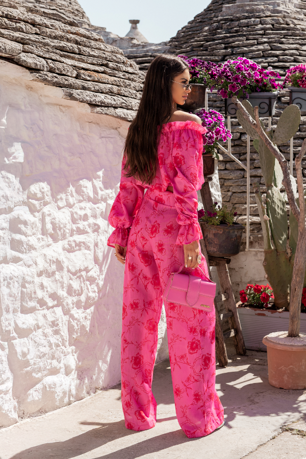 Komplet lniany MIA - Floria Pink 2
