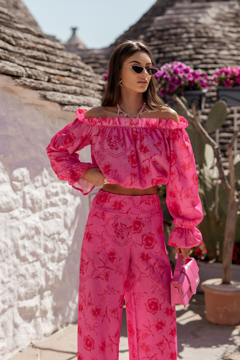 Komplet lniany MIA - Floria Pink 3